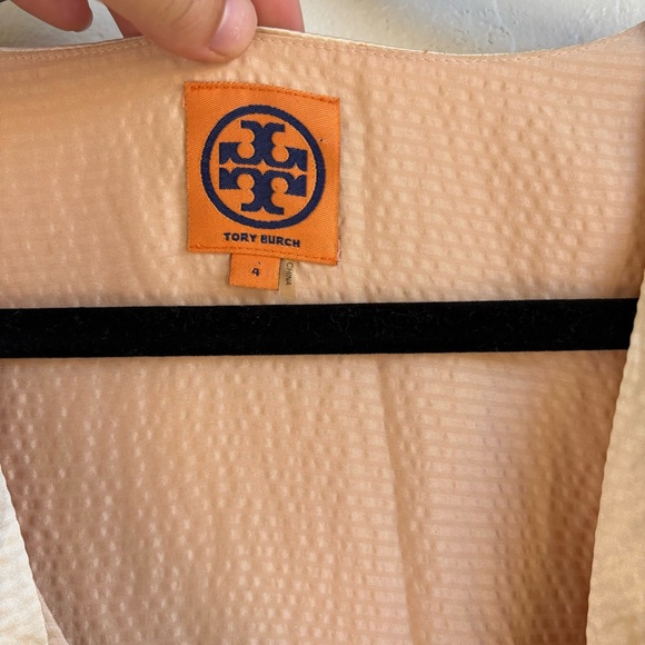 Tory Burch Darya Colorblock Dress Silk Champagne & Red Size 4 - Picture 8 of 15